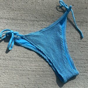 aerie Bright Blue Textured Tie-Side Bikini Bottom